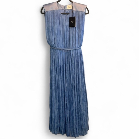 NWT Aje Midi Dress Pleated Blue 4 - Picture 2 of 12